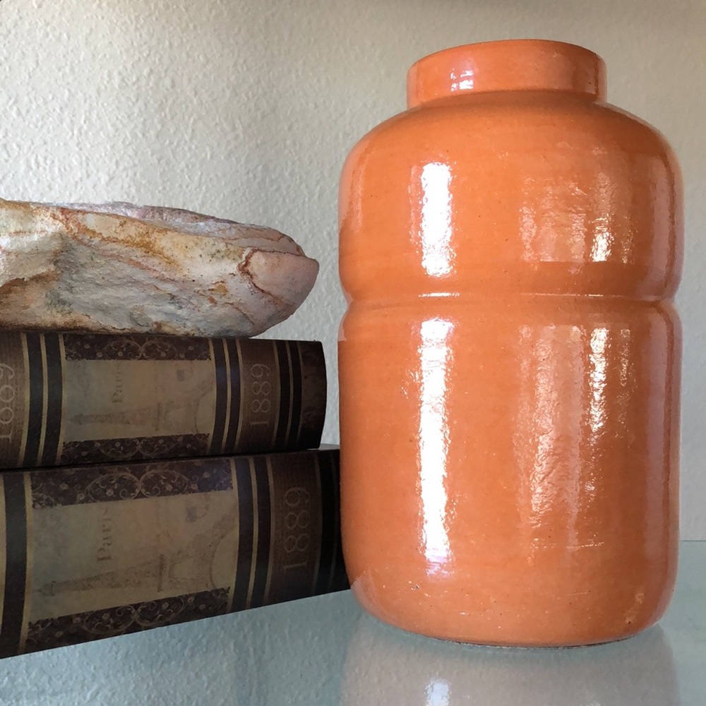 Vintage Orange Pottery Clay World Bazzar Vase